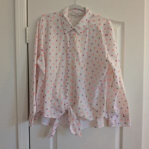 Loft Cream Shirt with Pink and Orange Accents (Size XL) Excellent, Like New!!
